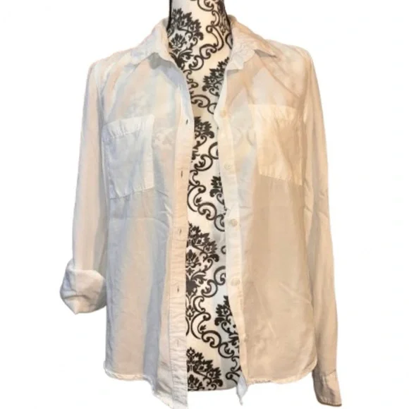 Thread + Supply Women's XS White Tailored Button-Up Long Sleeve Top - Picture 14 of 16